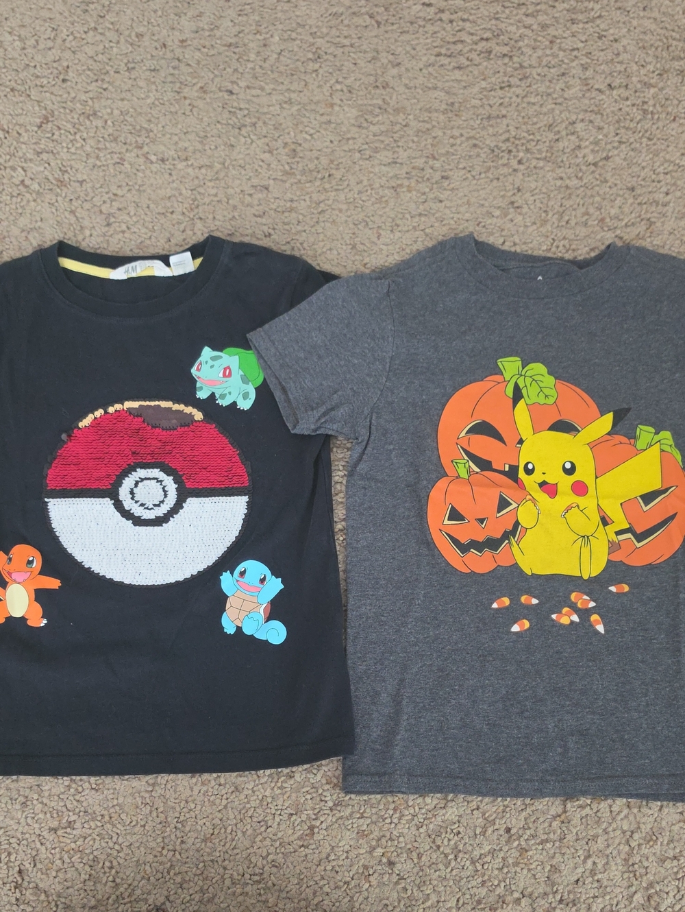 H&M Gray & Black Pokémon Halloween Tee with Pikachu and Poké Ball